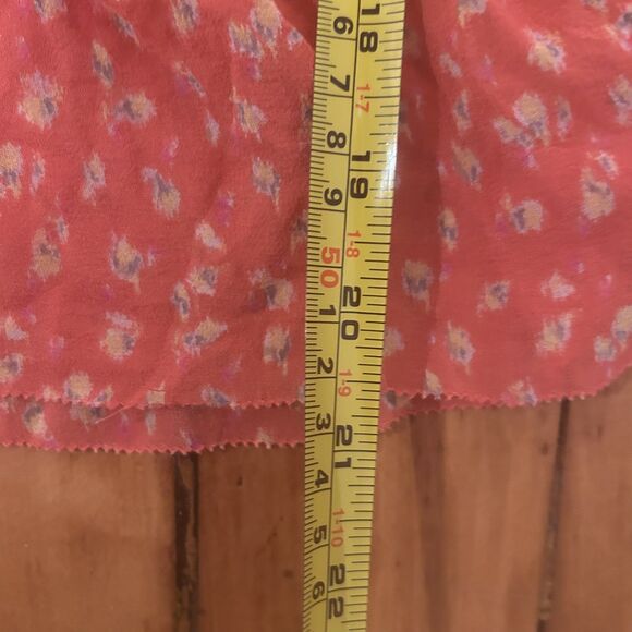 J.Crew Coral Print Silk Blouse-Peplum Hem-Flutter Sleeve-Sz M-Cottagecore-Boho - Picture 6 of 8